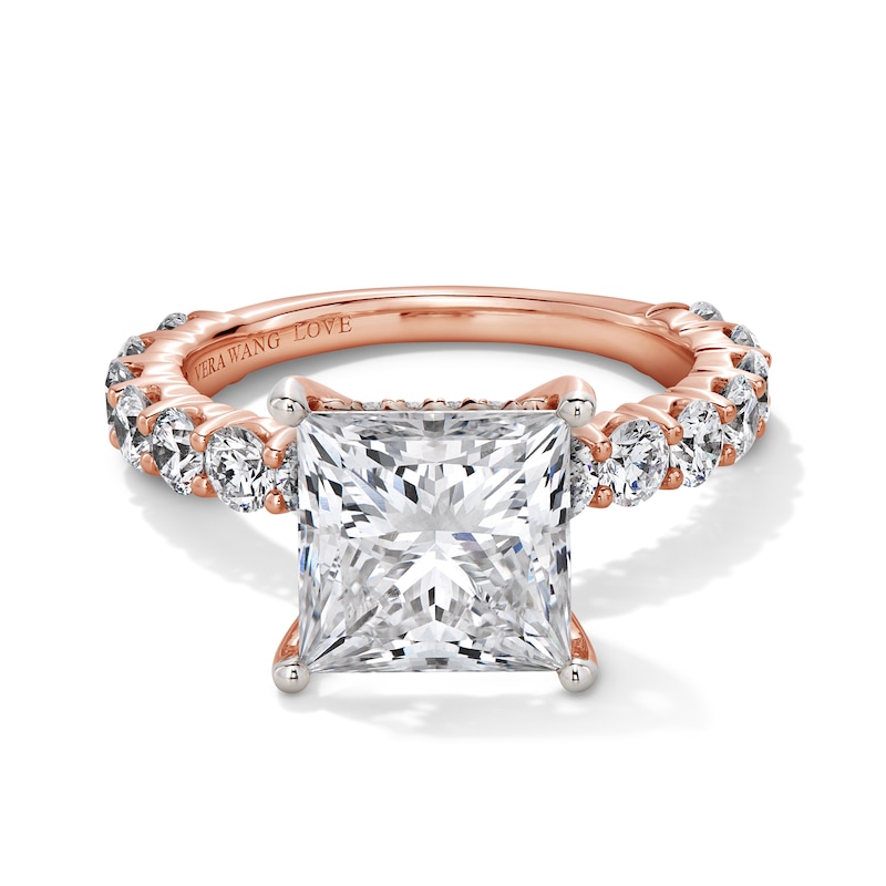 Main Image 1 of Vera Wang Love Collection 5-1/2 CT. T.W. Princess-Cut Certified Lab-Grown Diamond Ring in 14K Rose Gold (F/VS2)