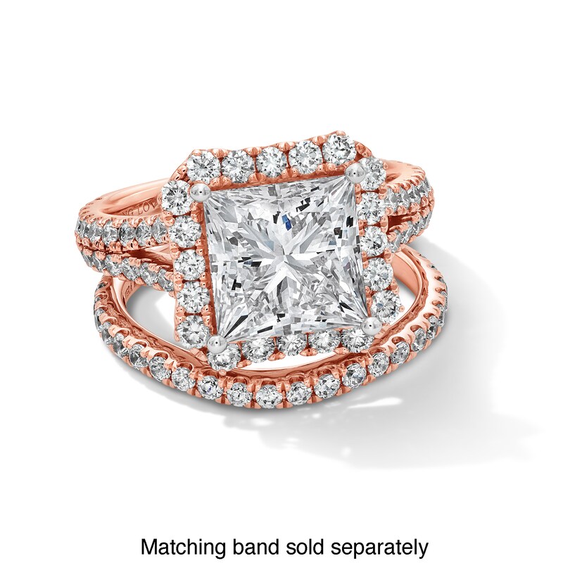 Main Image 3 of Vera Wang Love Collection 5-1/5 CT. T.W. Princess-Cut Certified Lab-Grown Diamond Ring in 14K Rose Gold (F/VS2)