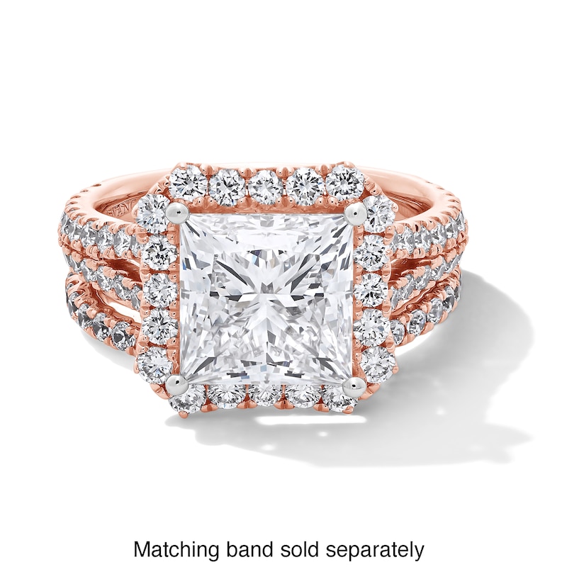 Main Image 4 of Vera Wang Love Collection 5-1/5 CT. T.W. Princess-Cut Certified Lab-Grown Diamond Ring in 14K Rose Gold (F/VS2)