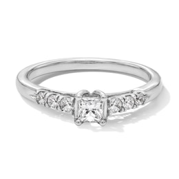 1/2 CT. T.W. Princess-Cut Certified Lab-Grown Diamond Promise Ring in Sterling Silver (F/SI2)