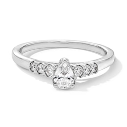 1/2 CT. T.W. Pear-Shaped Certified Lab-Grown Diamond Promise Ring in Sterling Silver (F/SI2)