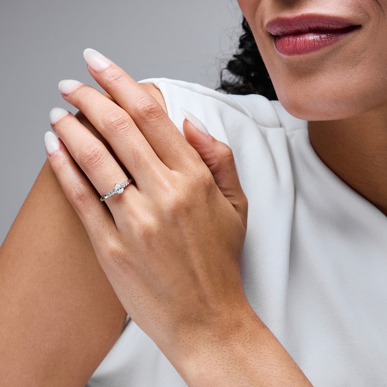 1/2 CT. T.w. Pear-Shaped Certified Lab-Grown Diamond Promise Ring in Sterling Silver (F/Si2)
