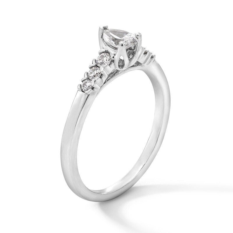 Main Image 3 of 1/2 CT. T.W. Pear-Shaped Certified Lab-Grown Diamond Promise Ring in Sterling Silver (F/SI2)