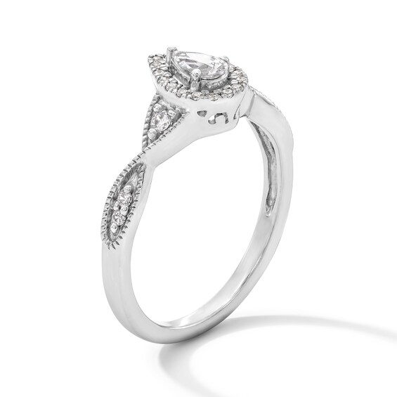 1/3 CT. T.w. Pear-Shaped Certified Lab-Grown Diamond Twist Shank Promise Ring in Sterling Silver (F/Si2)
