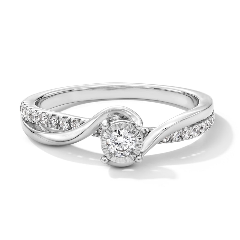 Main Image 1 of 1/3 CT. T.W. Certified Lab-Grown Diamond Bypass Promise Ring in Sterling Silver (F/SI2)