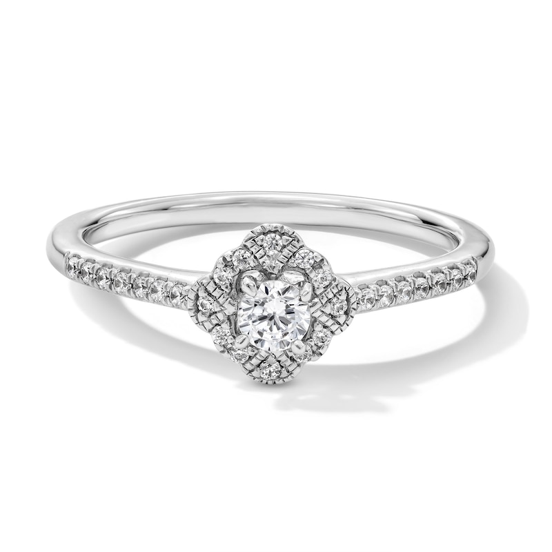 Main Image 1 of 1/4 CT. T.W. Certified Lab-Grown Diamond Clover Frame Promise Ring in Sterling Silver (F/SI2)