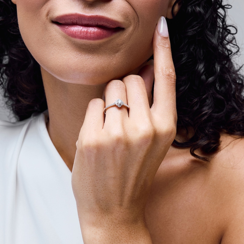 Main Image 2 of 1/4 CT. T.W. Certified Lab-Grown Diamond Clover Frame Promise Ring in Sterling Silver (F/SI2)