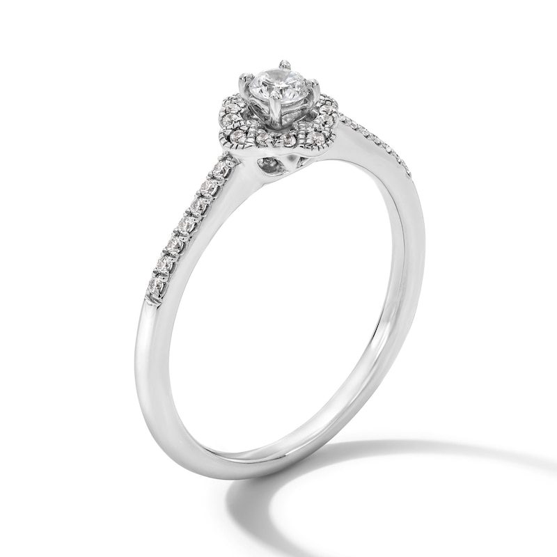 Main Image 3 of 1/4 CT. T.W. Certified Lab-Grown Diamond Clover Frame Promise Ring in Sterling Silver (F/SI2)