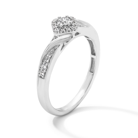 1/5 CT. T.w. Certified Lab-Grown Diamond Cushion Frame Promise Ring in Sterling Silver (F/Si2)