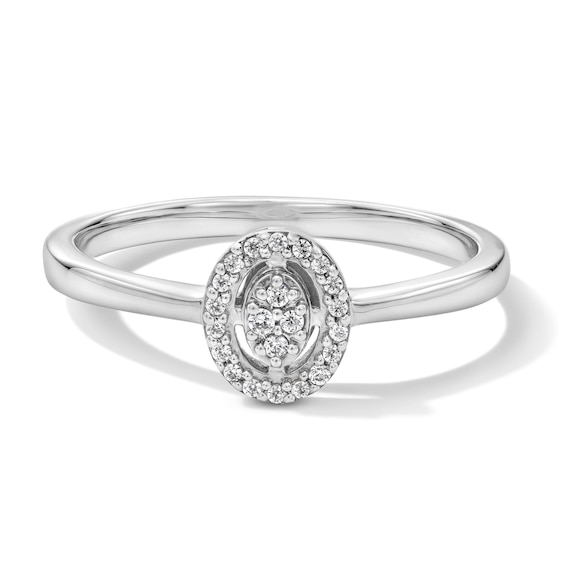 1/15 CT. T.w. Lab-Grown Diamond Oval Frame Promise Ring in Sterling Silver (F/Si2)