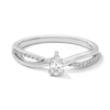 Thumbnail Image 1 of 1/4 CT. T.W. Pear-Shaped Certified Lab-Grown Diamond Crossover Shank Promise Ring in Sterlig Silver (F/SI2)