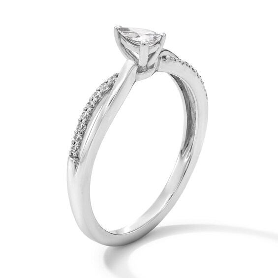 1/4 CT. T.w. Pear-Shaped Certified Lab-Grown Diamond Crossover Shank Promise Ring in Sterlig Silver (F/Si2)