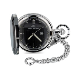James Michael Two-Tone Pocket Watch with Black Dial (Model: PDA011036W)