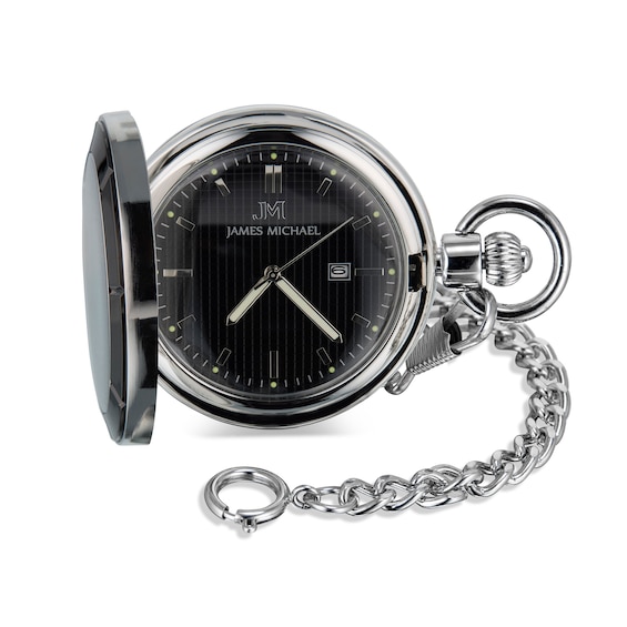 James Michael Two-Tone Pocket Watch with Black Dial (Model: Pda011036W)