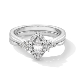 1/2 CT. T.W. Marquise-Cut Diamond Frame Bridal Set in 10K White Gold