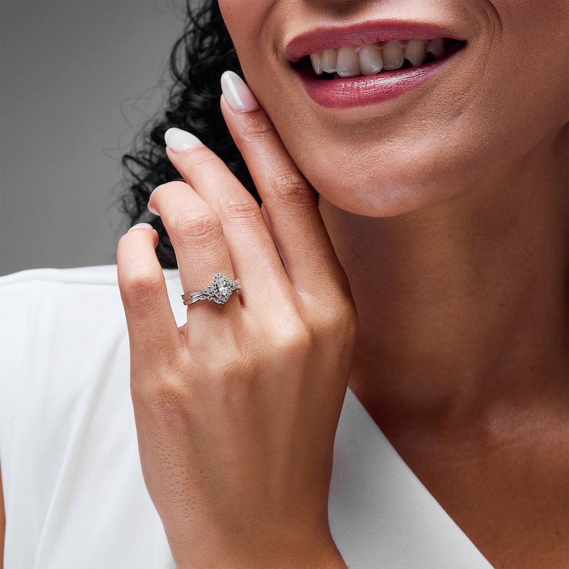 Main Image 2 of 1/2 CT. T.W. Marquise-Cut Diamond Frame Bridal Set in 10K White Gold