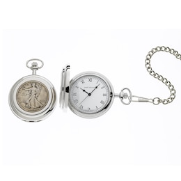 James Michael Liberty Half-Dollar Pocket Watch with White Dial (Model: PDA011004W)