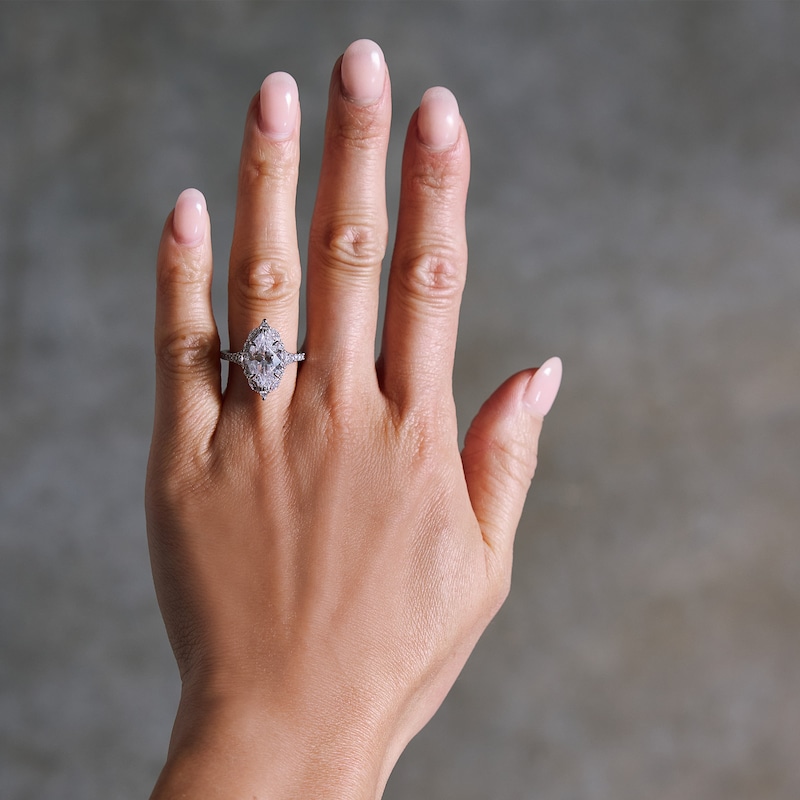Main Image 2 of 3-3/4 CT. T.W. Marquise-Cut Certified Lab-Grown Diamond Frame Engagement Ring in 14K White Gold (F/VS2)