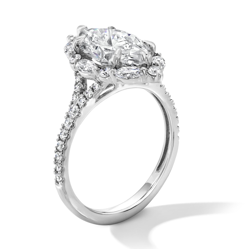 Main Image 2 of 3-3/4 CT. T.W. Marquise-Cut Certified Lab-Grown Diamond Frame Engagement Ring in 14K White Gold (F/VS2)