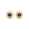 Thumbnail Image 1 of Blue Lab-Created Sapphire Solitaire Stud Earrings in Sterling Silver with 14K Gold Plate