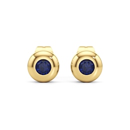 Blue Lab-Created Sapphire Solitaire Stud Earrings in Sterling Silver with 14K Gold Plate