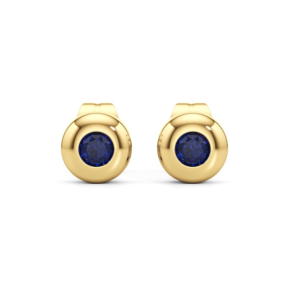 Blue Lab-Created Sapphire Solitaire Stud Earrings in Sterling Silver with 14K Gold Plate
