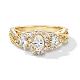 Vera Wang Love Collection 1 CT. T.W. Oval Diamond Three-Stone Engagement Ring in 14K Gold