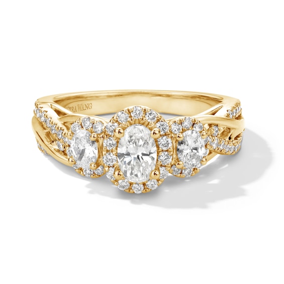 Vera Wang Love Collection 1 CT. T.w. Oval Diamond Three-Stone Engagement Ring in 14K Gold