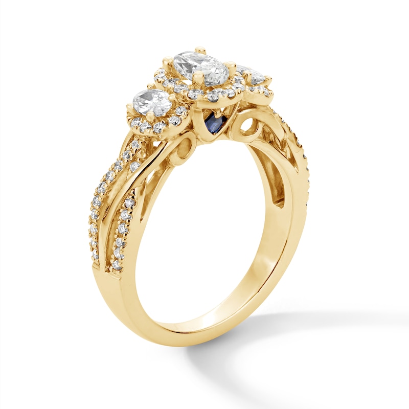 Main Image 2 of Vera Wang Love Collection 1 CT. T.W. Oval Diamond Three-Stone Engagement Ring in 14K Gold