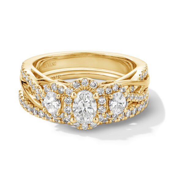 Vera Wang Love Collection 1 CT. T.w. Oval Diamond Three-Stone Engagement Ring in 14K Gold