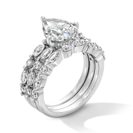 3-1/3 CT. T.w. Pear-Shaped Certified Lab-Grown Diamond Three-Piece Bridal Set in 14K White Gold (F/Vs2)