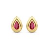 Thumbnail Image 1 of Teardrop-Shaped Lab-Created Ruby Solitaire Stud Earrings in Sterling Silver with 14K Gold Plate