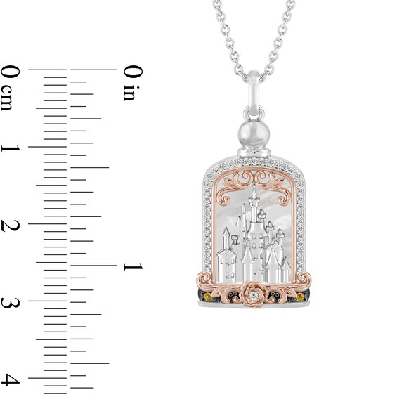 Enchanted Disney Belle Mother of Pearl, Citrine and 1/8 CT. T.w. Diamond Pendant in Sterling Silver - 19"