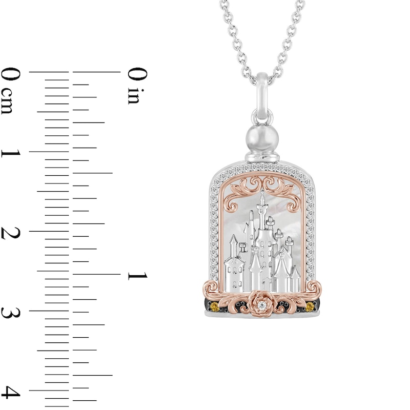 Main Image 3 of Enchanted Disney Belle Mother of Pearl, Citrine and 1/8 CT. T.W. Diamond Pendant in Sterling Silver - 19"