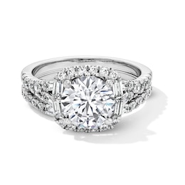 3 CT. T.W. Certified Lab-Grown Diamond Cushion Frame Bridal Set in 14K White Gold (F/VS2)