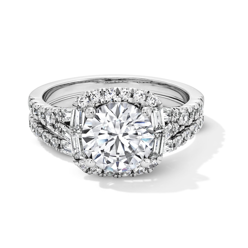 Main Image 1 of 3 CT. T.W. Certified Lab-Grown Diamond Cushion Frame Bridal Set in 14K White Gold (F/VS2)
