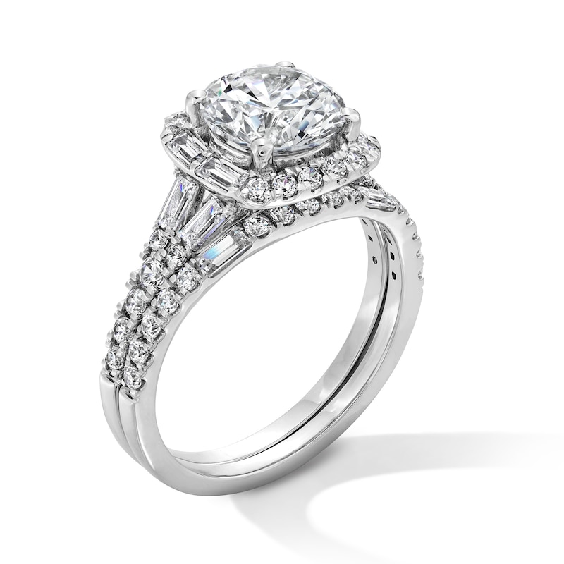 Main Image 2 of 3 CT. T.W. Certified Lab-Grown Diamond Cushion Frame Bridal Set in 14K White Gold (F/VS2)