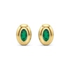 Thumbnail Image 1 of Oval-Shaped Lab-Created Emerald Solitaire Stud Earrings in Sterling Silver with 14K Gold Plate