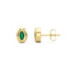 Thumbnail Image 3 of Oval-Shaped Lab-Created Emerald Solitaire Stud Earrings in Sterling Silver with 14K Gold Plate