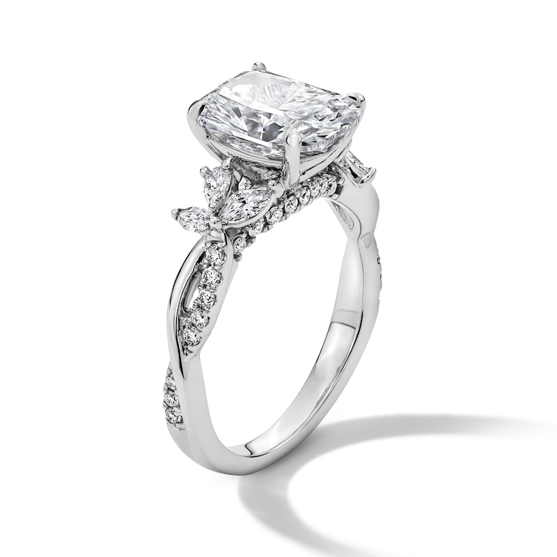 Main Image 4 of 3-1/2 CT. T.W. Cushion-Cut Certified Lab-Grown Diamond Engagement Ring in 14K White Gold (F/VS2)