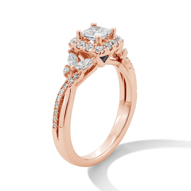 Main Image 2 of Vera Wang Love Collection 1 CT. T.W. Princess-Cut Diamond Frame Engagement Ring in 14K Rose Gold