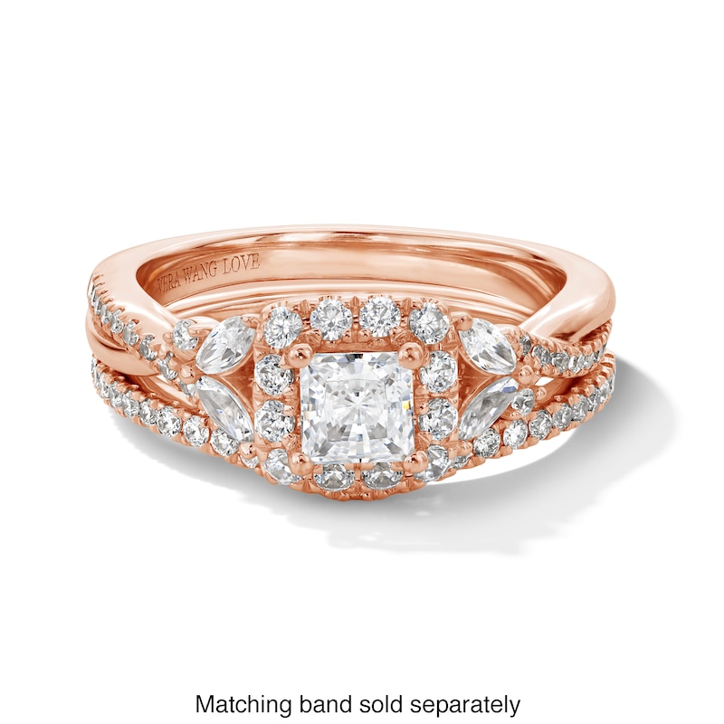 Main Image 4 of Vera Wang Love Collection 1 CT. T.W. Princess-Cut Diamond Frame Engagement Ring in 14K Rose Gold