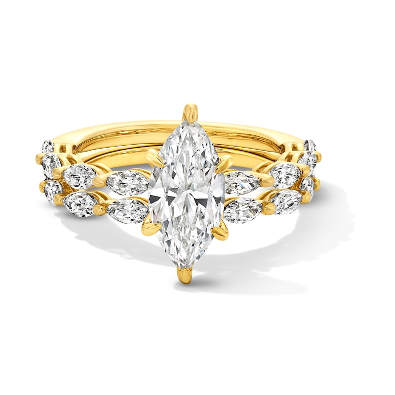 Main Image 1 of 2-1/2 CT. T.W. Marquise-Cut Certified Lab-Grown Diamond Bridal Set in 14K Gold (F/VS2)