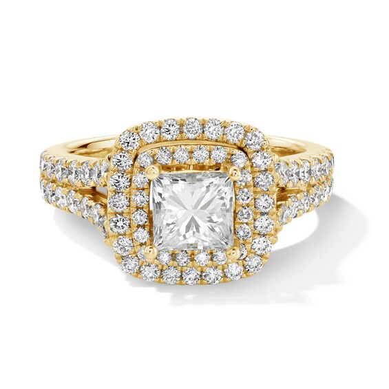 Vera Wang Love Collection 2-1/5 CT. T.w. Princess-Cut Diamond Double Frame Engagement Ring in 14K Gold