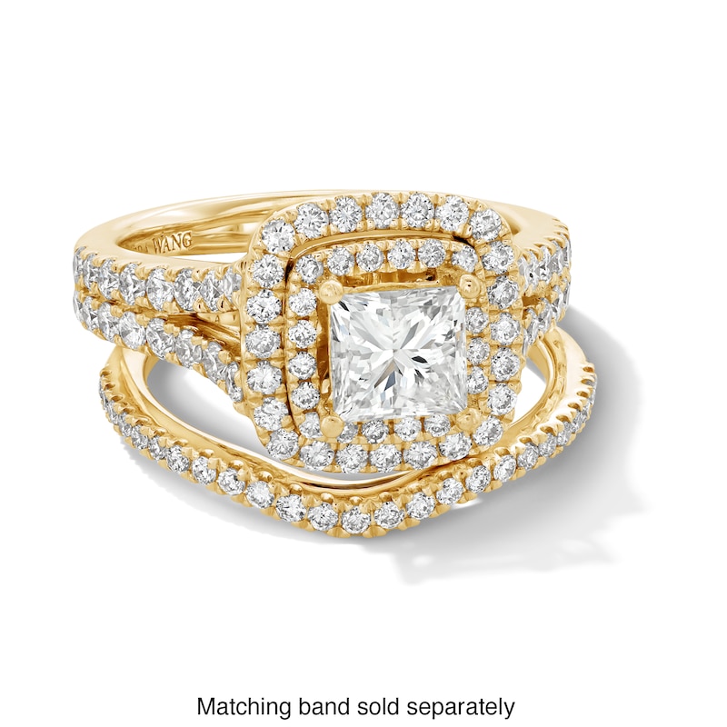 Main Image 3 of Vera Wang Love Collection 2-1/5 CT. T.W. Princess-Cut Diamond Double Frame Engagement Ring in 14K Gold