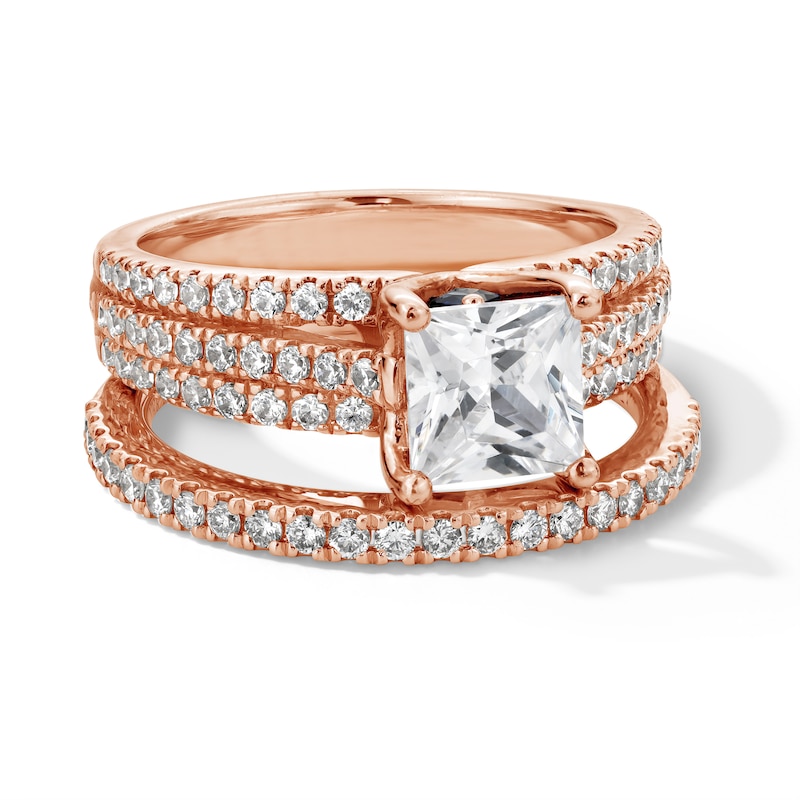Main Image 3 of Vera Wang Love Collection 2 CT. T.W. Princess-Cut Certified Diamond Engagement Ring in 14K Rose Gold (I/SI2)