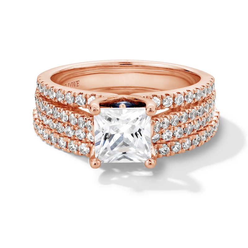 Main Image 4 of Vera Wang Love Collection 2 CT. T.W. Princess-Cut Certified Diamond Engagement Ring in 14K Rose Gold (I/SI2)