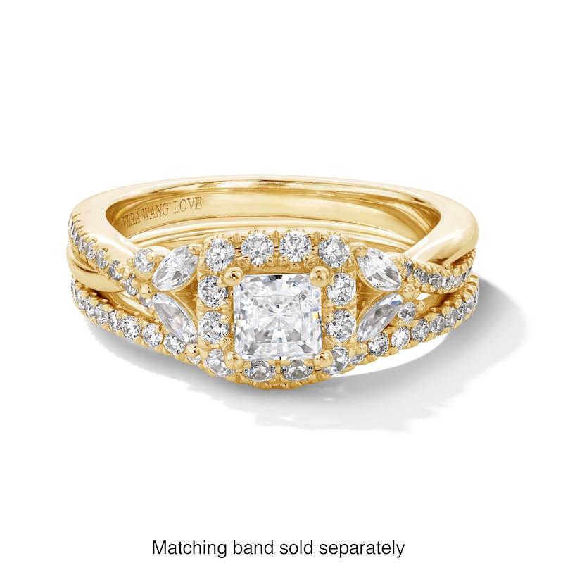 Main Image 4 of Vera Wang Love Collection 1 CT. T.W. Princess-Cut Diamond Frame Engagement Ring in 14K Gold