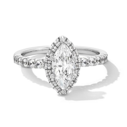 1-1/2 CT. T.W. Marquise-Cut Certified Lab-Grown Diamond Frame Ring in 14K White Gold (F/SI2)