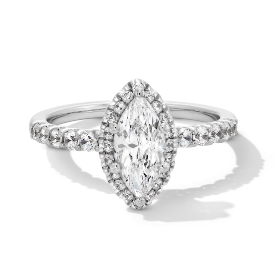 1-1/2 CT. T.w. Marquise-Cut Certified Lab-Grown Diamond Frame Ring in 14K White Gold (F/Si2)